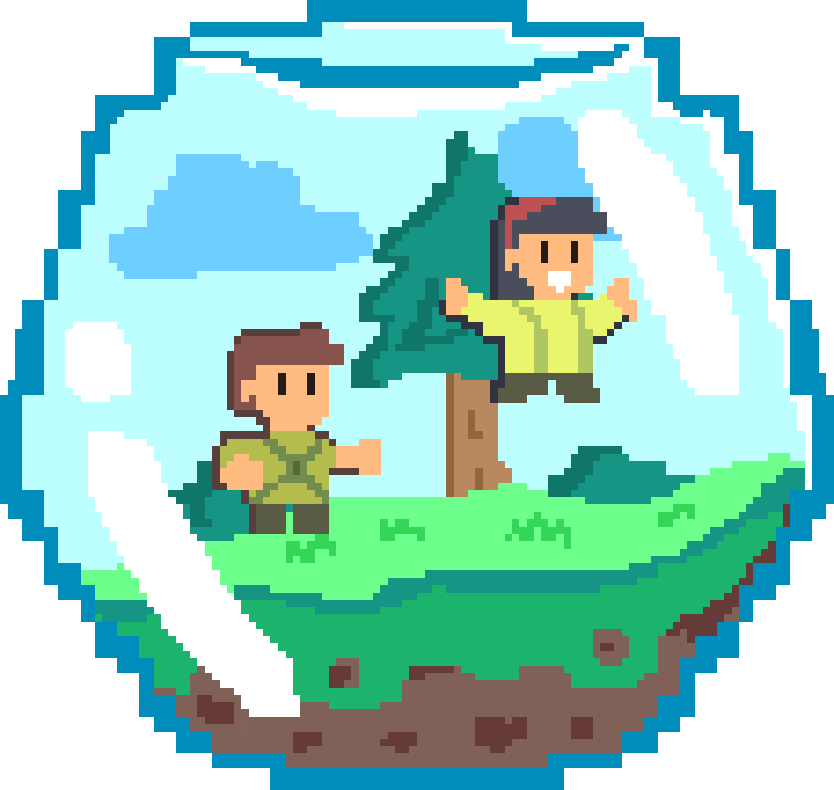 Pixel-art miniature terrarium world